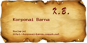 Korponai Barna névjegykártya