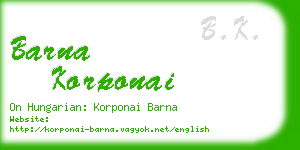 barna korponai business card